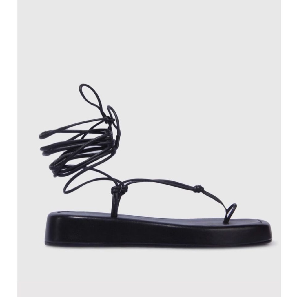 Elegant Black Lace-Up Sandals